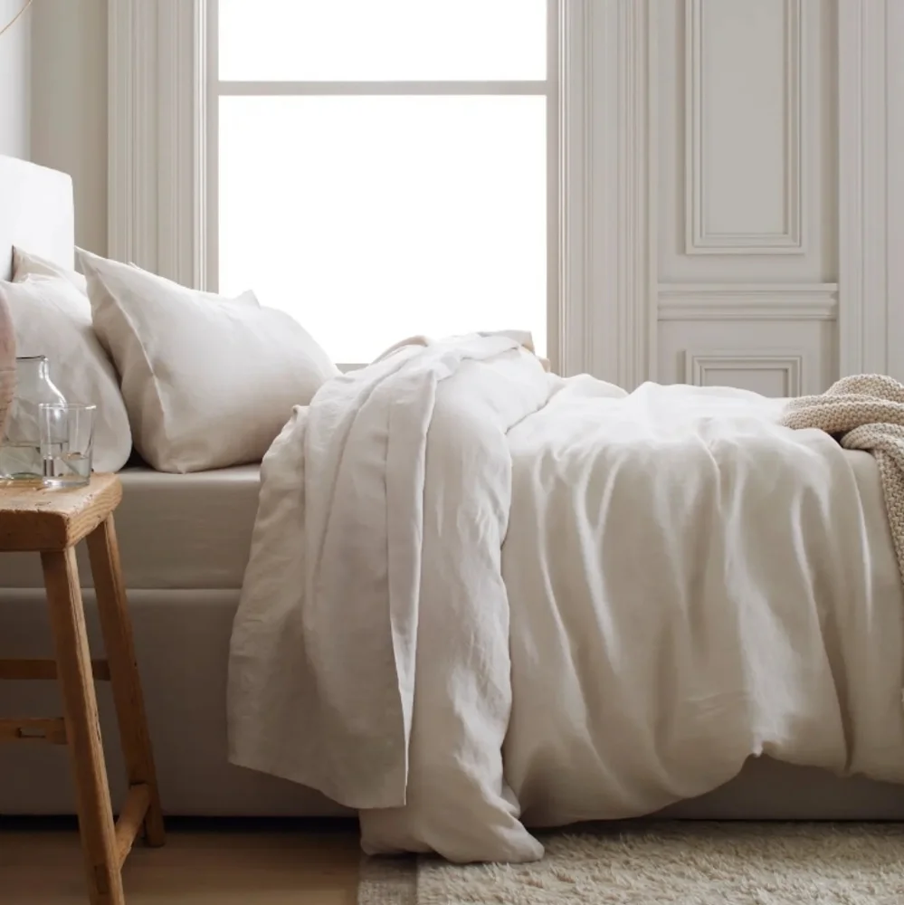 Quince European Linen Duvet Cover Set - King/Cali King - Sand